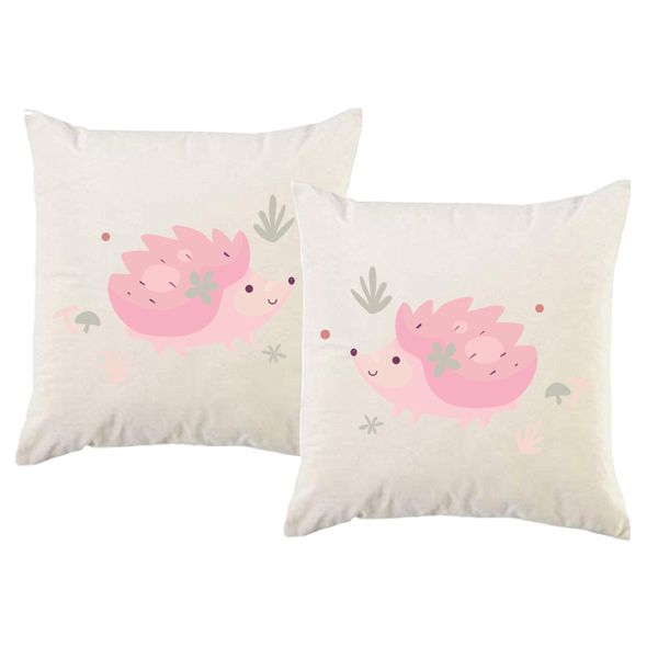 PepperSt – Scatter Cushion Cover Set – Cute Pink Hedgehogs