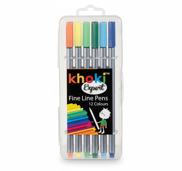 Khoki Fineliner Pens Set - 12 Piece Assorted Colors for Drawing &amp; - 2 Pack