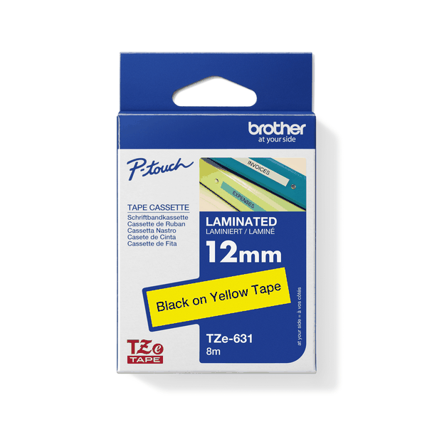Brother TZe-631 Black on Yellow Laminated Tape 12mm