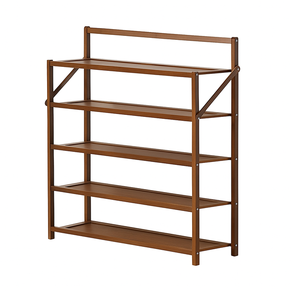 TopikaHome - Foldable Bamboo Shoe Rack, 4/5-Tier Wooden Shoe Organiser 70cm