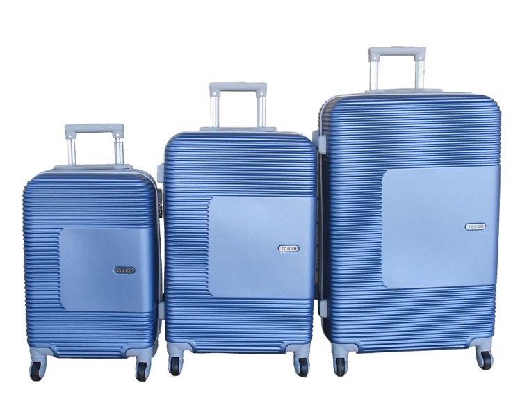 TOUGH ABS Blue Trolley Case Set - 3 Sleek Suitcases, 4 Spinner Wheels