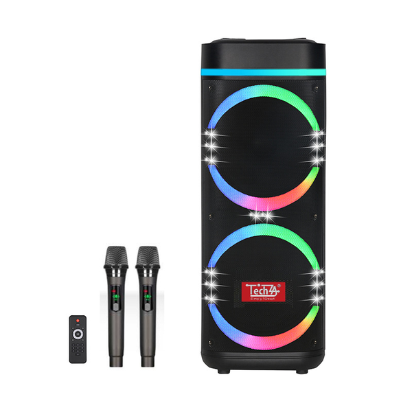 TechZA 2x8" Portable Party Speaker 1500W PMPO weight Bass TZ-SP03