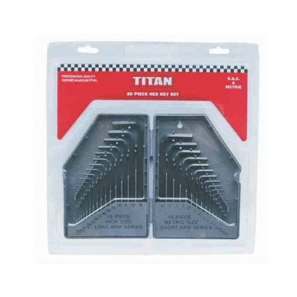 Titan 30 Pieces Hex Key Set Double Blister