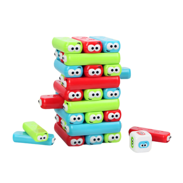 Tower Block Stacking Game Colored Cartoon Plastic Building Blocks for Kids