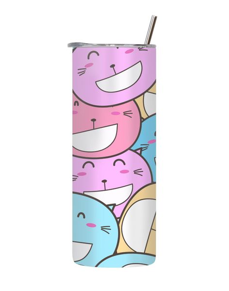 Pastel Felines 20 Oz Tumbler Lid Straw Cat Lovers Graphic Gift 136