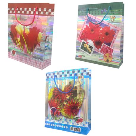 3pcs - Glossy Hologram Flower Gift Bags Party Bag - Party/Wedding/Festival Image