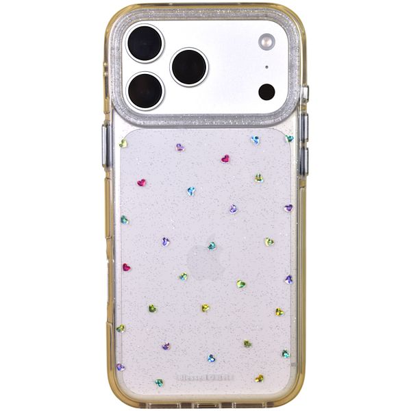 Glitter Phone Case with Heart Gems - Compatible with 17 Pro Max - Clear