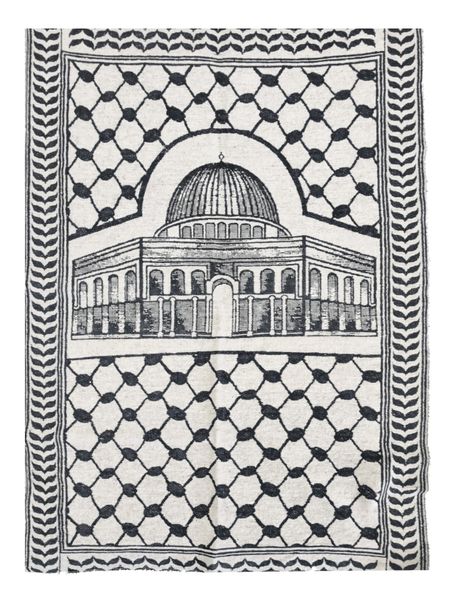 Ahlesa Home Palestinian Jet Black Al-Aqsa Mosque Rectangular Prayer Rug