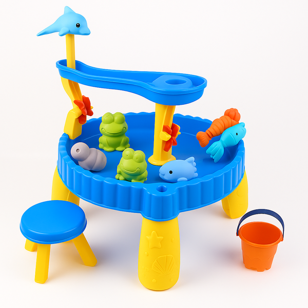 2-Tier Kids Sand &amp; Water Play Table Sensory Toy with Stool &amp; Accessories