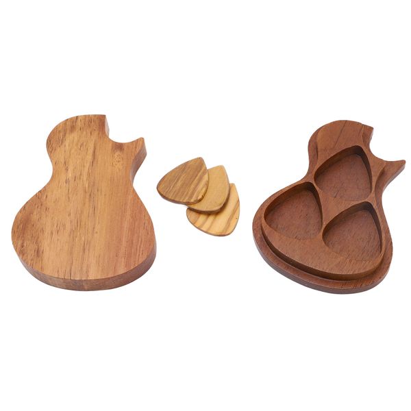 Olive wood guitar pick holder case