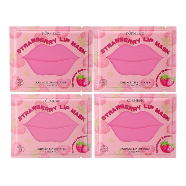 Set of 4 - Kormesic Hydrogel Collagen Strawberry Lip Masks