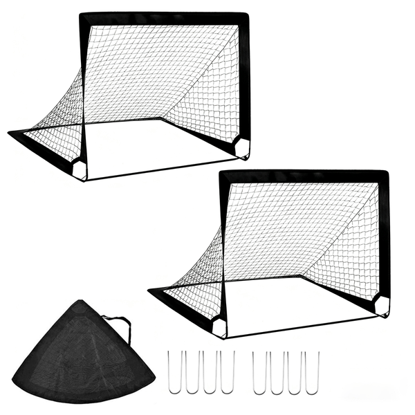2 Piece Foldable Kids Soccer Goal Net for Backyard Training - 120 x 90cm