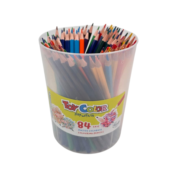 Toy Color - Junior Hexagonal Coloured Pencils - 3mm Lead - 12 Colours 84pcs
