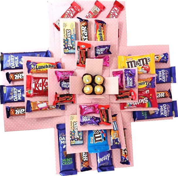 Pop-Up Love Gifts - Pink Square Chocolate 4-Layer Explosion Gift Box