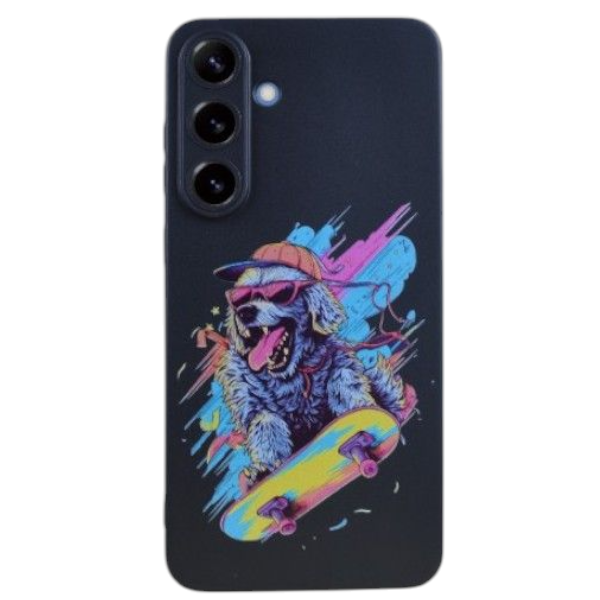 Skater Pup Matte Black Phone Case Compatible With S25 Plus - Black
