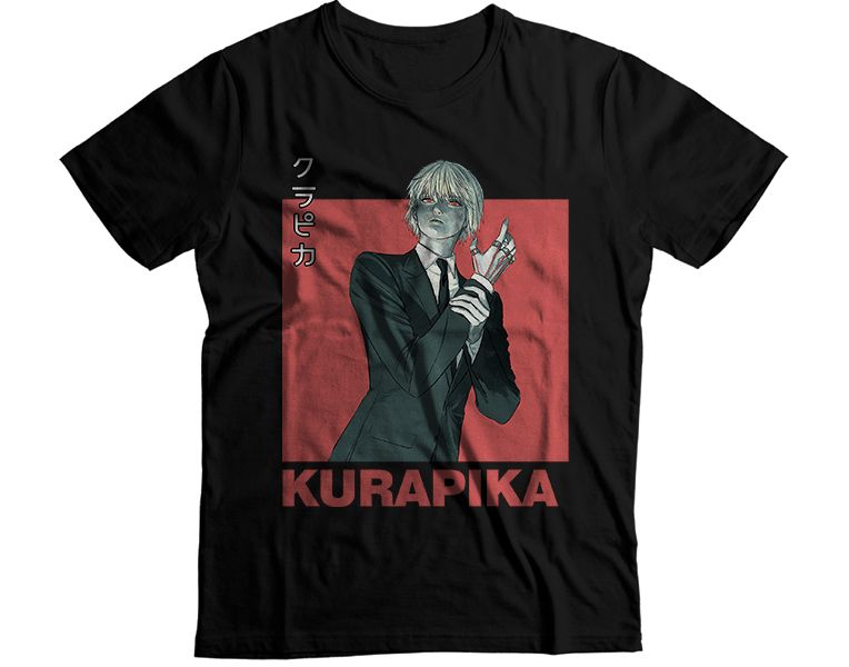 Kurapika Black Suit Simple Red Background Graphic T-Shirt