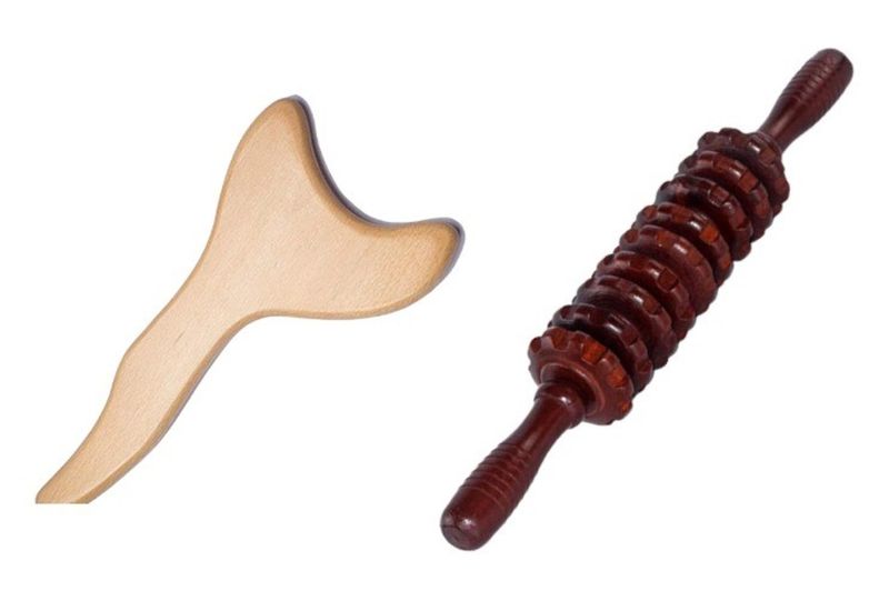 Anti-Cellulite Wooden Roller &amp; Lymph Drainage Body Gua Sha