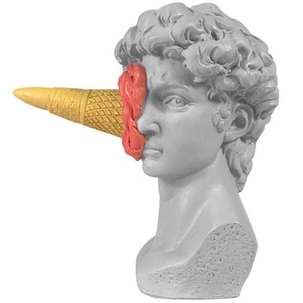 Home Decor Funny Novelty Ice Cream In The Face Ornament Sculpture 16x13.5cm