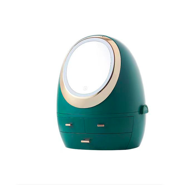 Luxury Egg Shape Cosmetic Organizer with Rechargeable LED Mirror