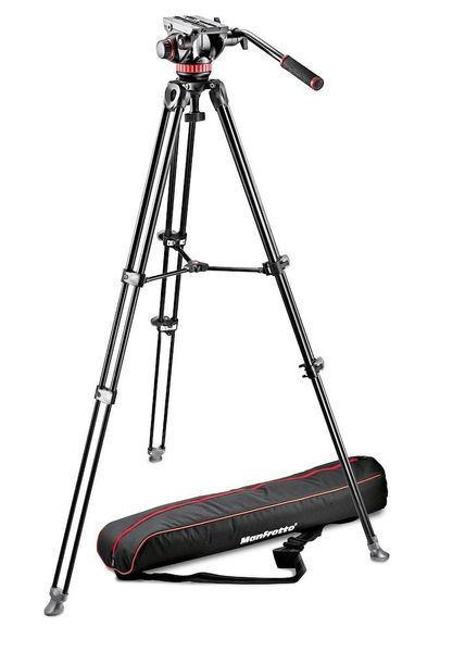 Manfrotto Pro Video Aluminium Kit MVH502A + MVT502AM Tripod + Padded Bag