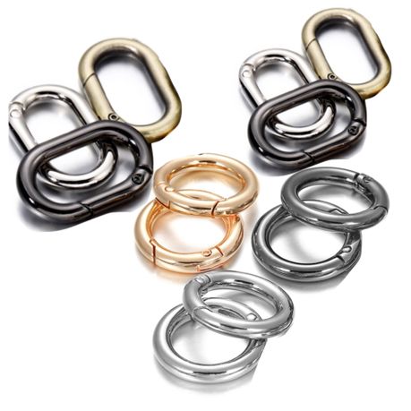 Zinc Metal D Ring Carabiner Keychain Set 5 Pack With Mini Snap