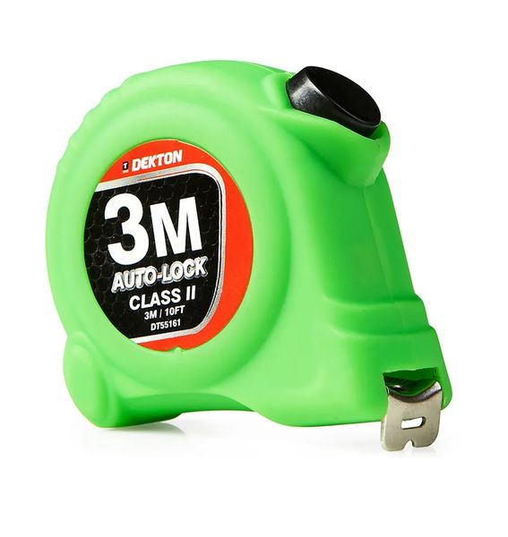 Dekton Green Soft Grip Autolock Tape Measure 3m X 16mm