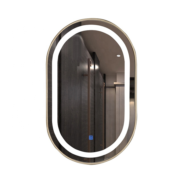 Touchscreen bathroom mirror with LED light 50cm x 70cm