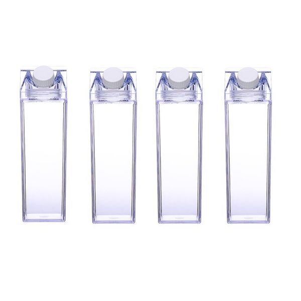 Transparent Milk Bottle Containers Pack Of 4