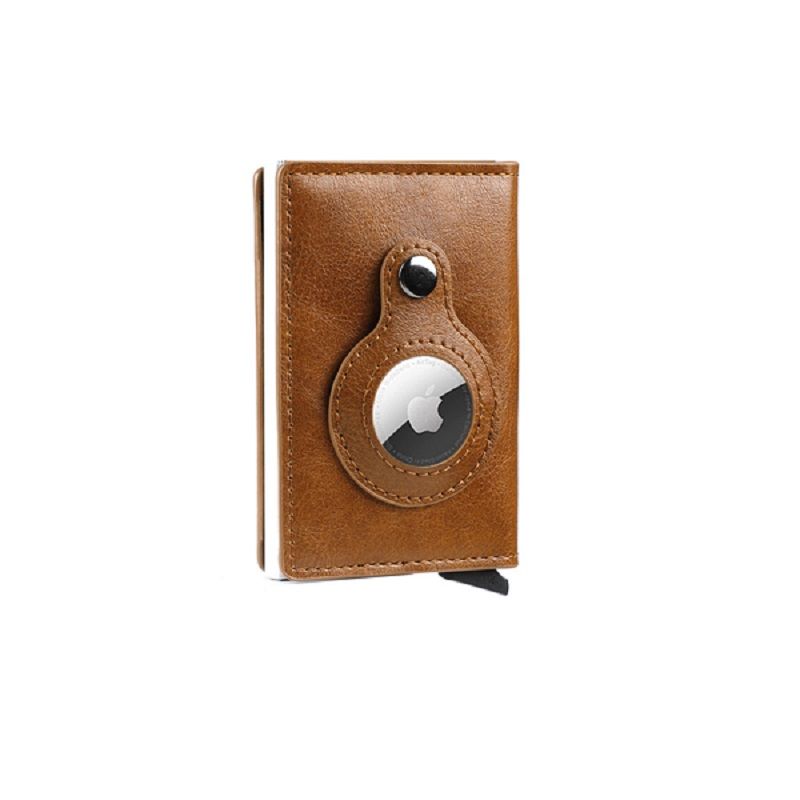Brown - Anti-theft AirTag RFID Wallet - PU Leather Pop-Up Card Holder ...