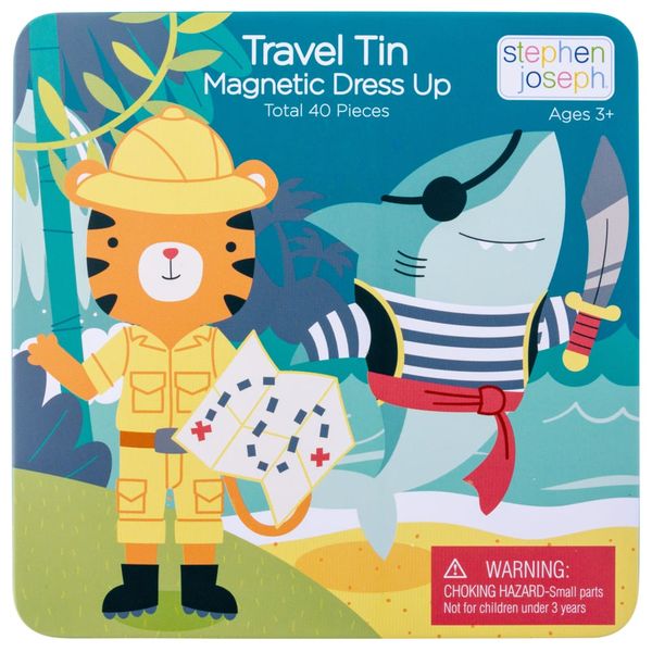 Stephen Joseph Travel Tin Magnetic Dress Up Shark And Tiger