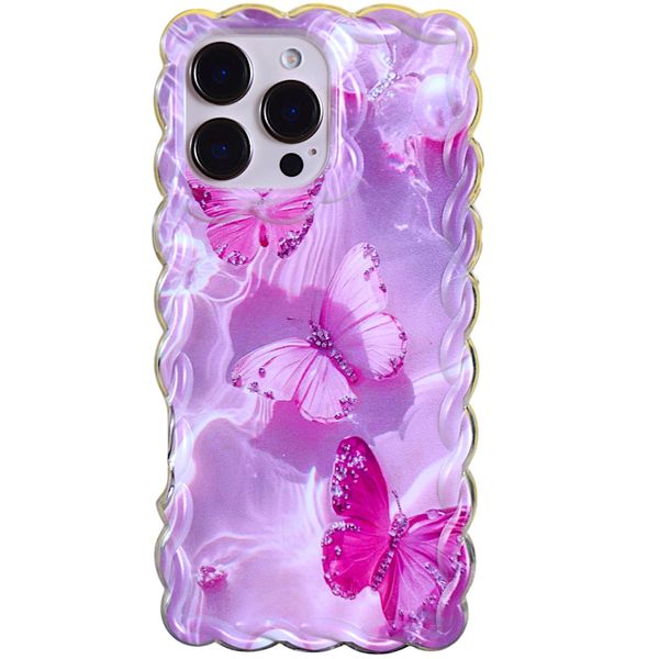 Phone Case with Pink Water Butterfly Compatible with Iphone 16 Pro - Pink