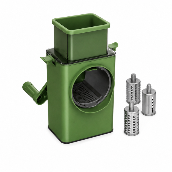 Manual Vegetable Cutter, 3 Drum Slicer Shredder Grater