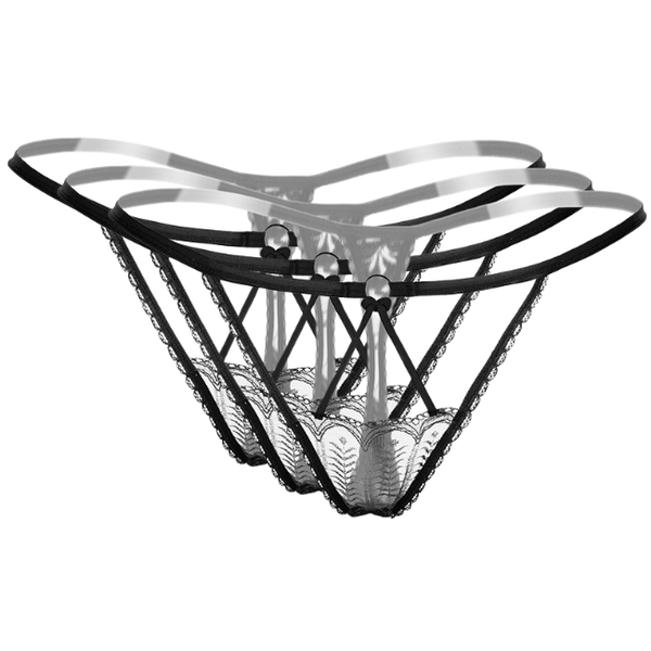 I Love Lingerie, (x3) Kiera Negra, Satin And Lace Premium Panty Set Black