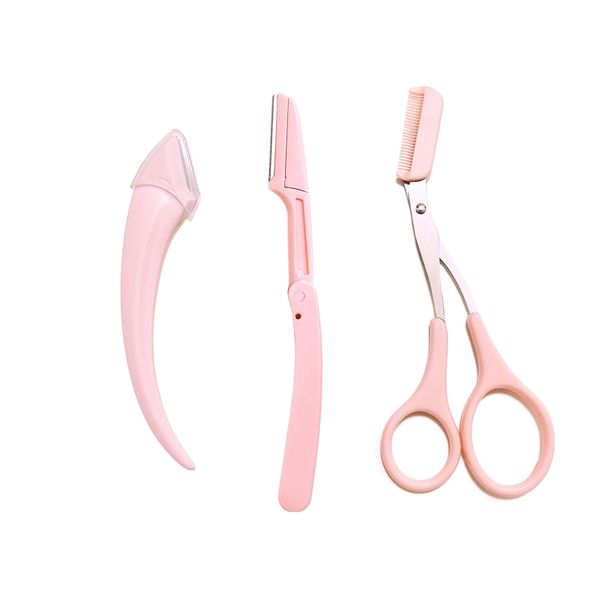 3-Piece Eyebrow Scissors Folding Trimmer Set