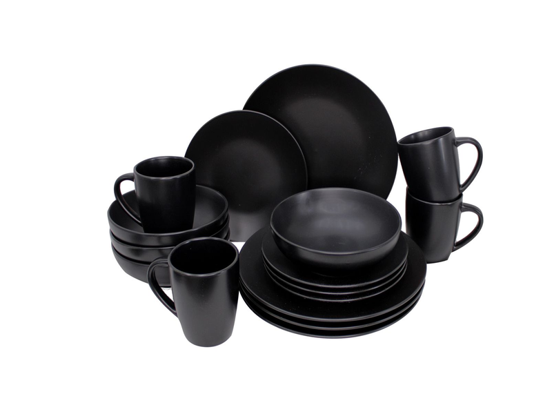 Black Stoneware Dinnerware Set- 16 Piece