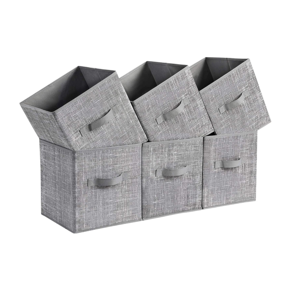 6-Pack Dove Grey Storage Cubes, Foldable Fabric Bins