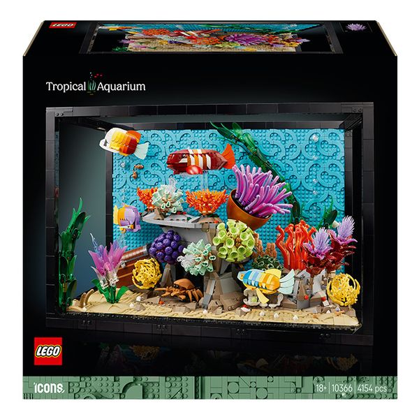LEGO ICONS Tropical Aquarium, Fish Tank Decor Building Kit 10366