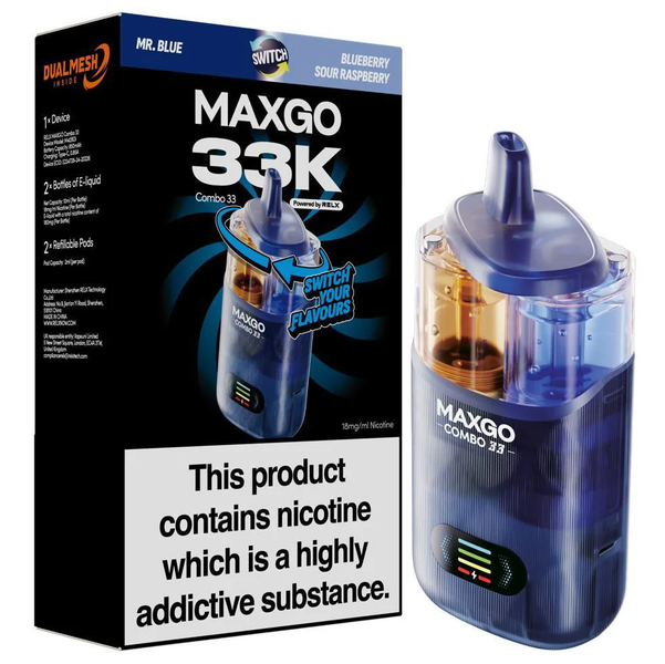 Relx Maxgo Combo 33k Kit Blueberry Sour Raspberry And mr.blue