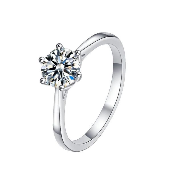 ZELTRYN S925 Sterling Silver Six-Prong Moissanite Ring -withGRA Certificate