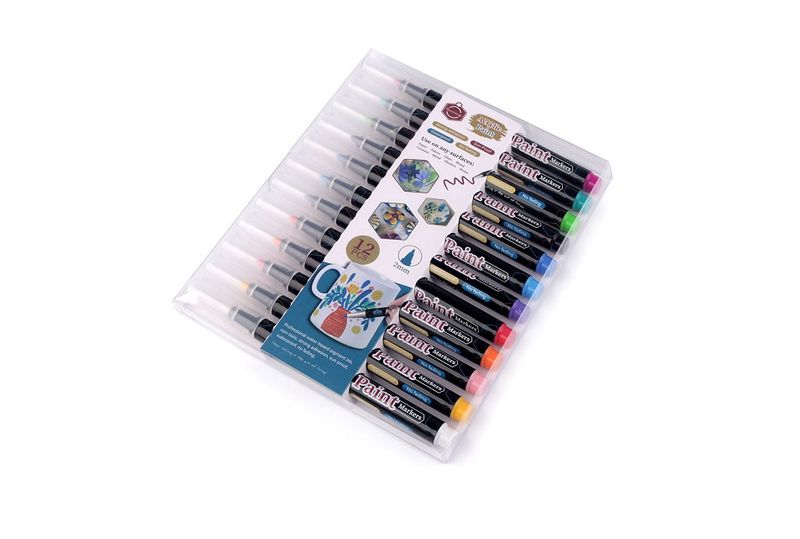 Acrylic Paint Markers 12pcs Vibrant Colors for Any Surface Art DIY Projects