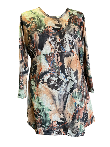 Plus Size A Line Jersey Knit Top with Bust Darts