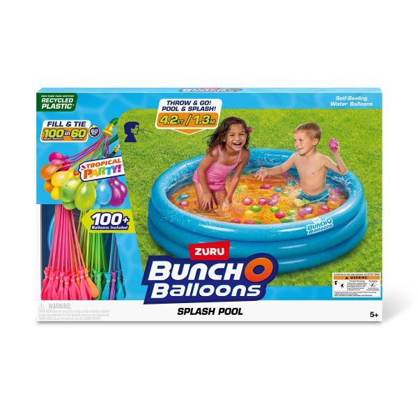 Bunch O Balloons Splash Pool with Tropical Party 100+ Rapid-Filling Self Sealing Water Balloons