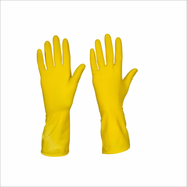Yellow Rubber Household Gloves - Multi-Purpose Cleaning Gloves - 15 Pairs
