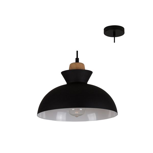 Eurolux - Charlotte Pendant 280mm Black/Wood