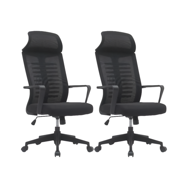 Set Of 2 Ergonomic Mesh Adjustable Backrest Office Chair With Armrest