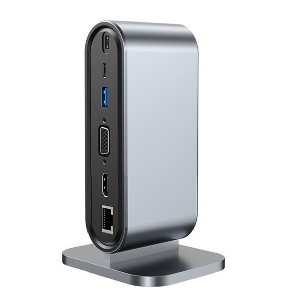 USB C Docking Station with PD100W, HDMI, VGA, RJ45 Hub Compatible with Mac