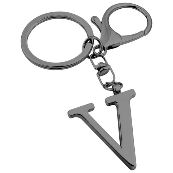 Elegant Keychain With Letter 'V' Charm - Black