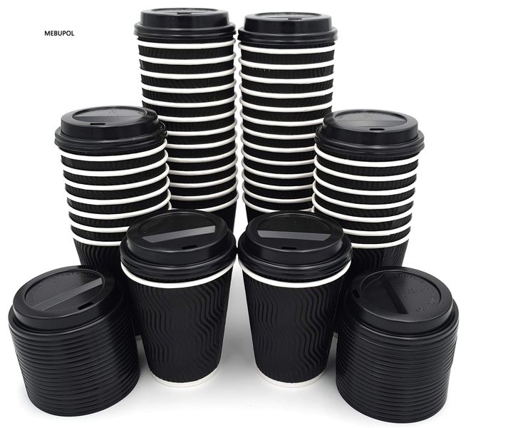 MEBUPOL 100 packages Takeaway Coffee Cups with Lids Disposable Insulated