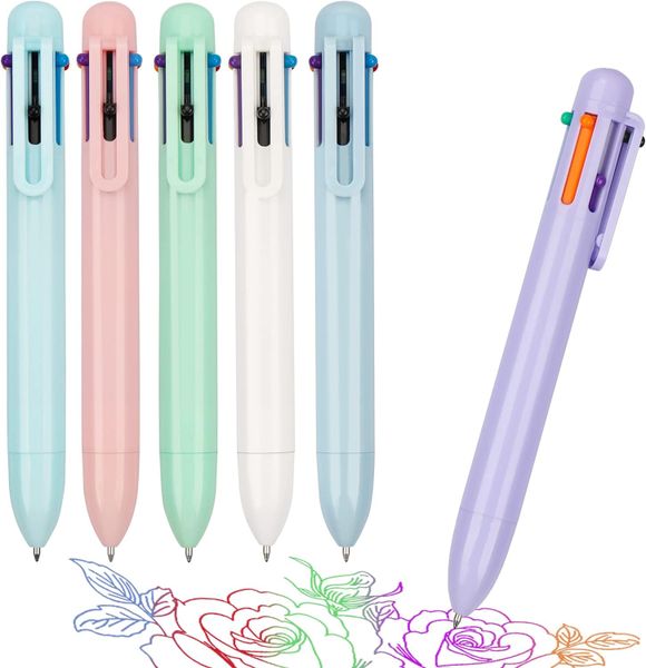 6 Pack Multicolor Ballpoint Pen, 0.5mm Colorful Ink Color Pen