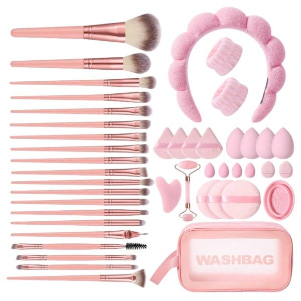 43 Piece Facial &amp; Make Up Care Set With Medium Cosmetics Bag - Black